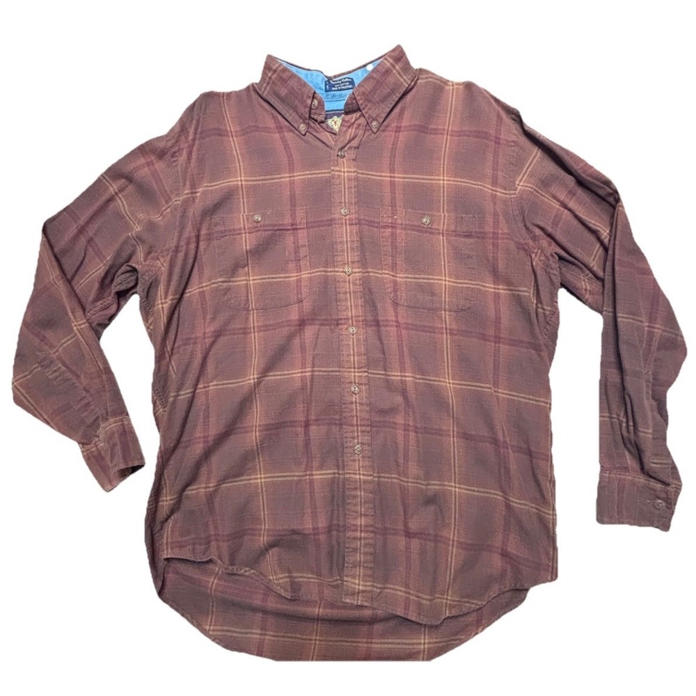 Vintage Men's Ralph Lauren Chaps Home Field Factory Button Long Sleeve Brown L